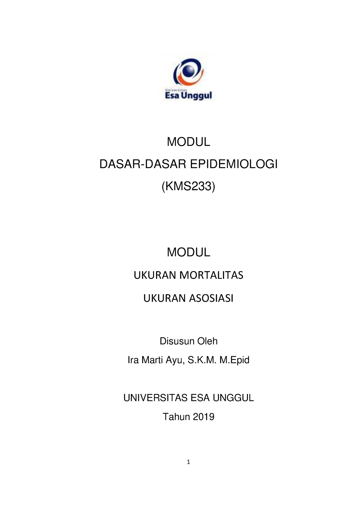 Pertemuan 6 Ukuran Mortalitas Dan Ukuran Asosiasi - MODUL DASAR-DASAR ...