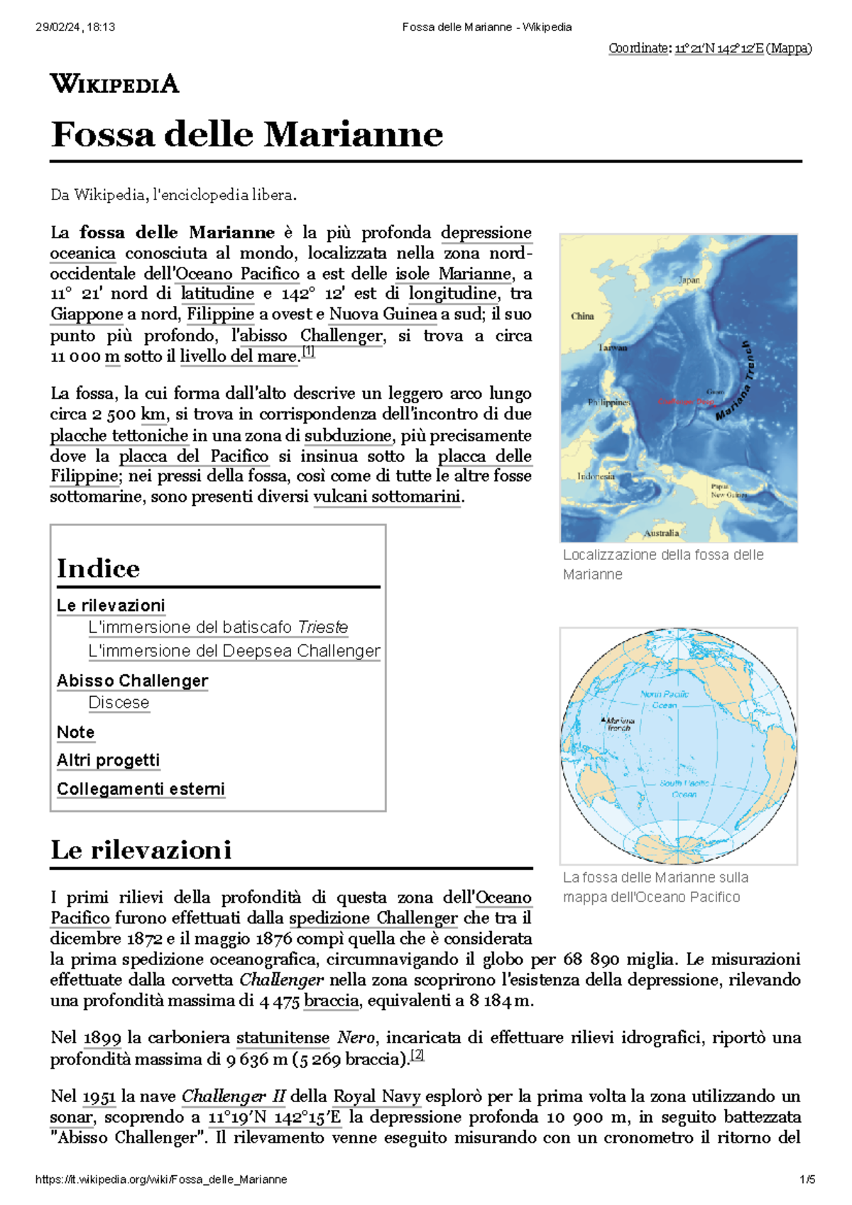 Fossa delle Marianne - Wikipedia - Localizzazione della fossa delle ...