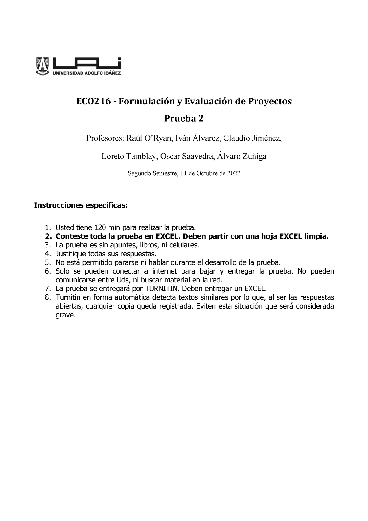 Prueba 2FEP - Ejercicios - ECO216 - Formulación Y Evaluación De ...