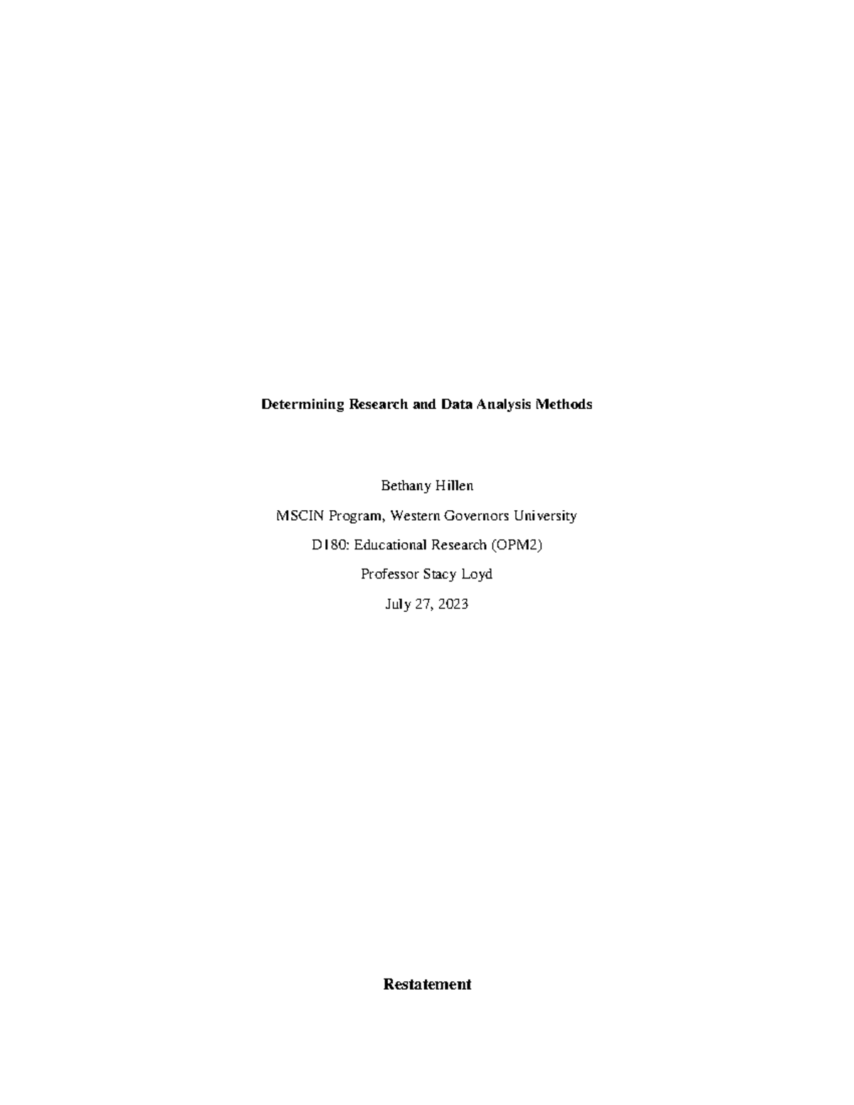 Determining Research and Data Analysis Methods - Many of our ...