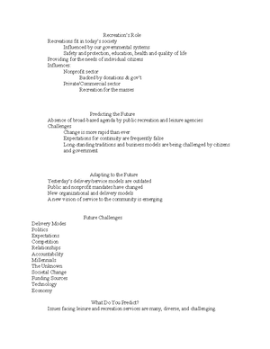RSM 242 Leisure Service Delivery System - What is the Leisure Service ...