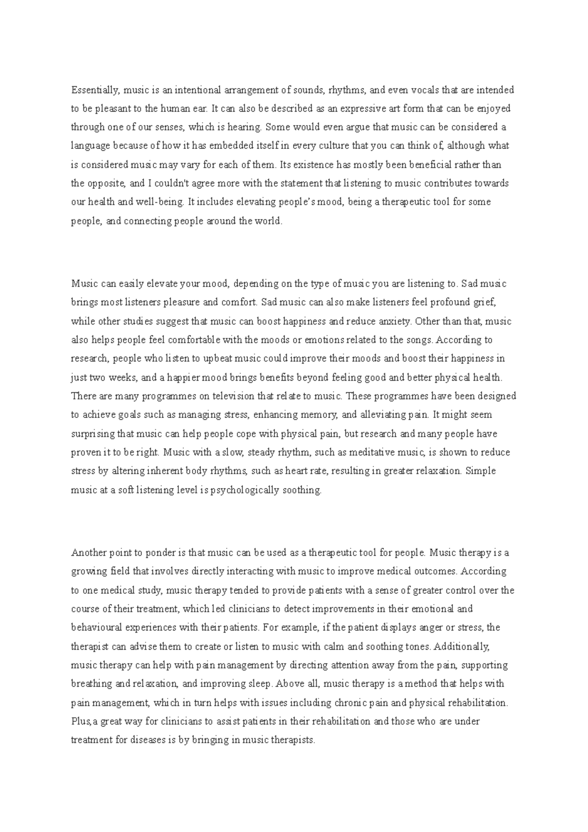 essay about music style