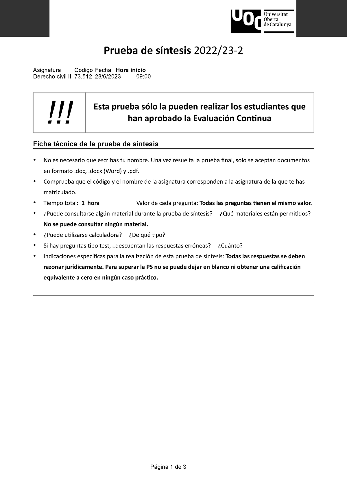 TF6100628 - Examen Derecho Civil II, Con Respuestas De Alumna ...