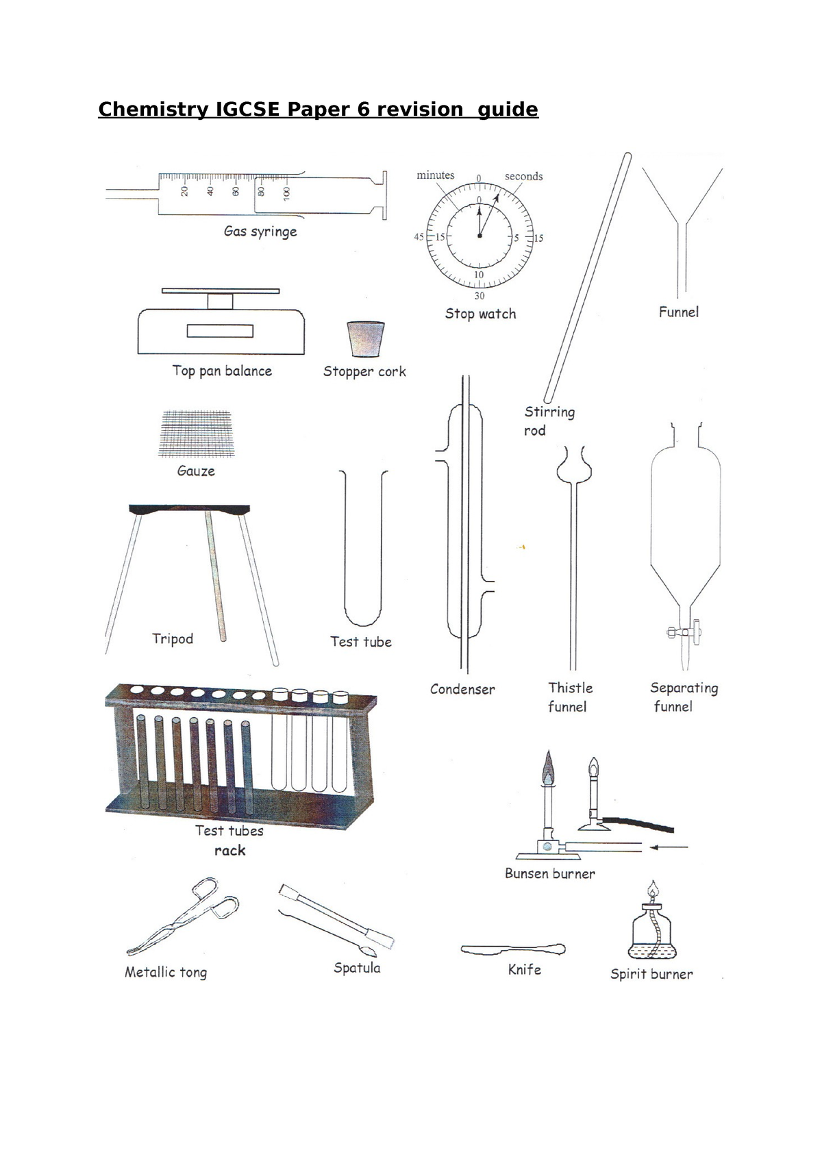 Chemistry Igcse Paper 6 Study Guide - Chemistry IGCSE Paper 6 Revision ...