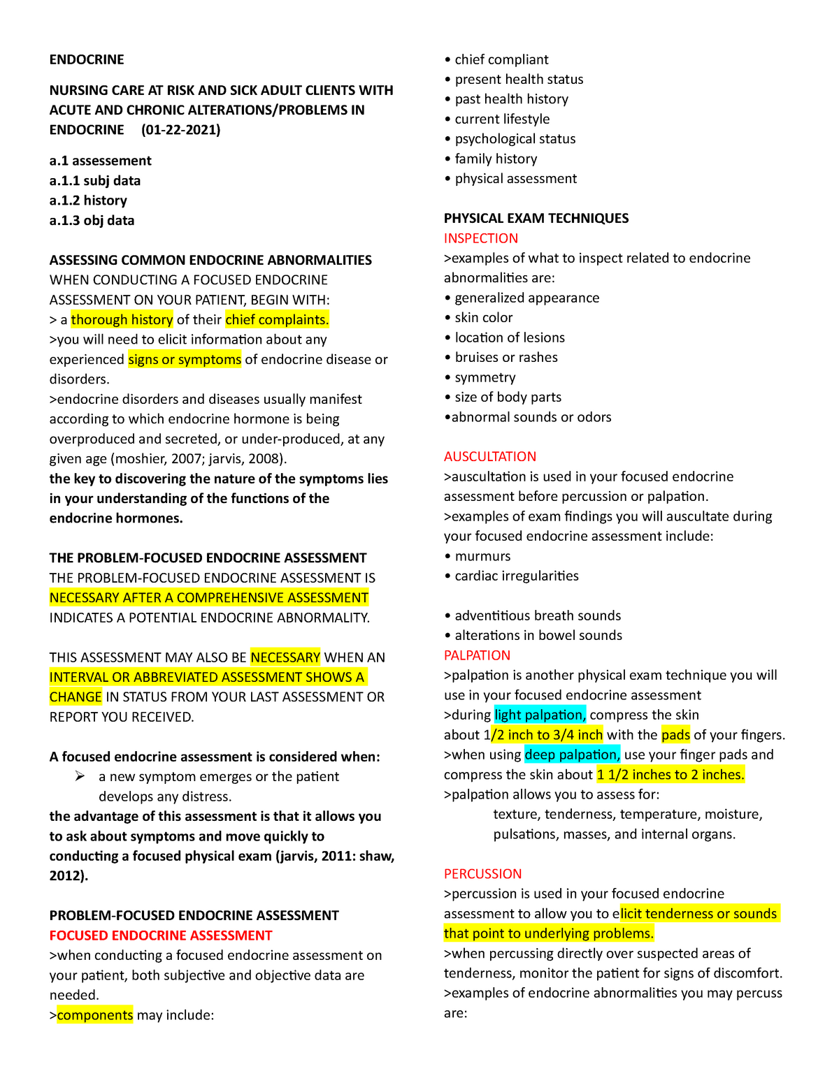 Edocrine Reviewer Dot Endocrine Nursing Care At Risk And Sick Adult Clients With Acute And 6889