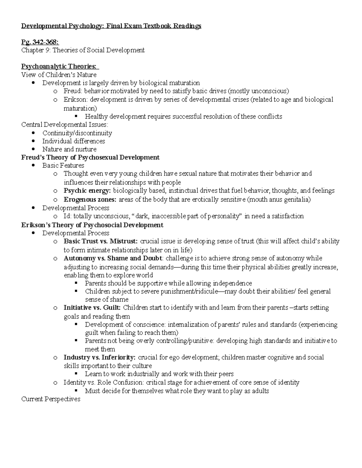 Final Exam Textbook Readings - 342-368: Chapter 9: Theories of Social ...