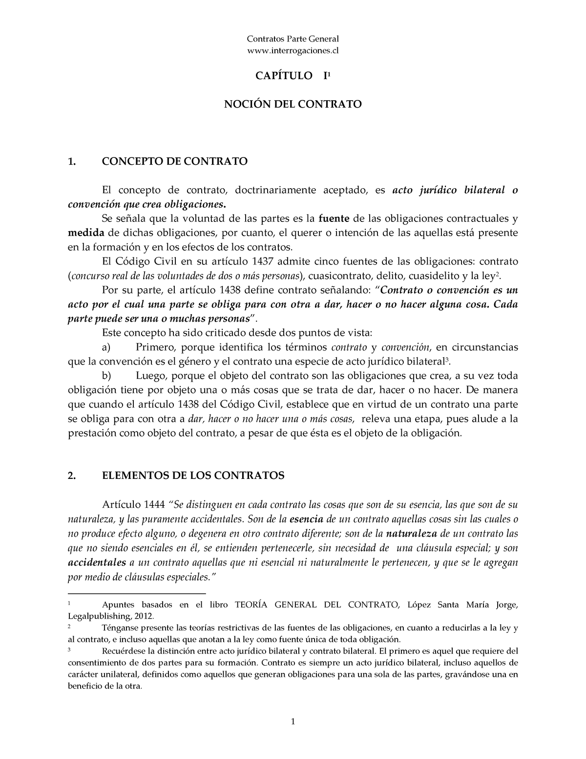 Teoría General Del Contrato Contratos Parte General Interrogaciones CapÍtulo I 1 NociÓn Del 1176