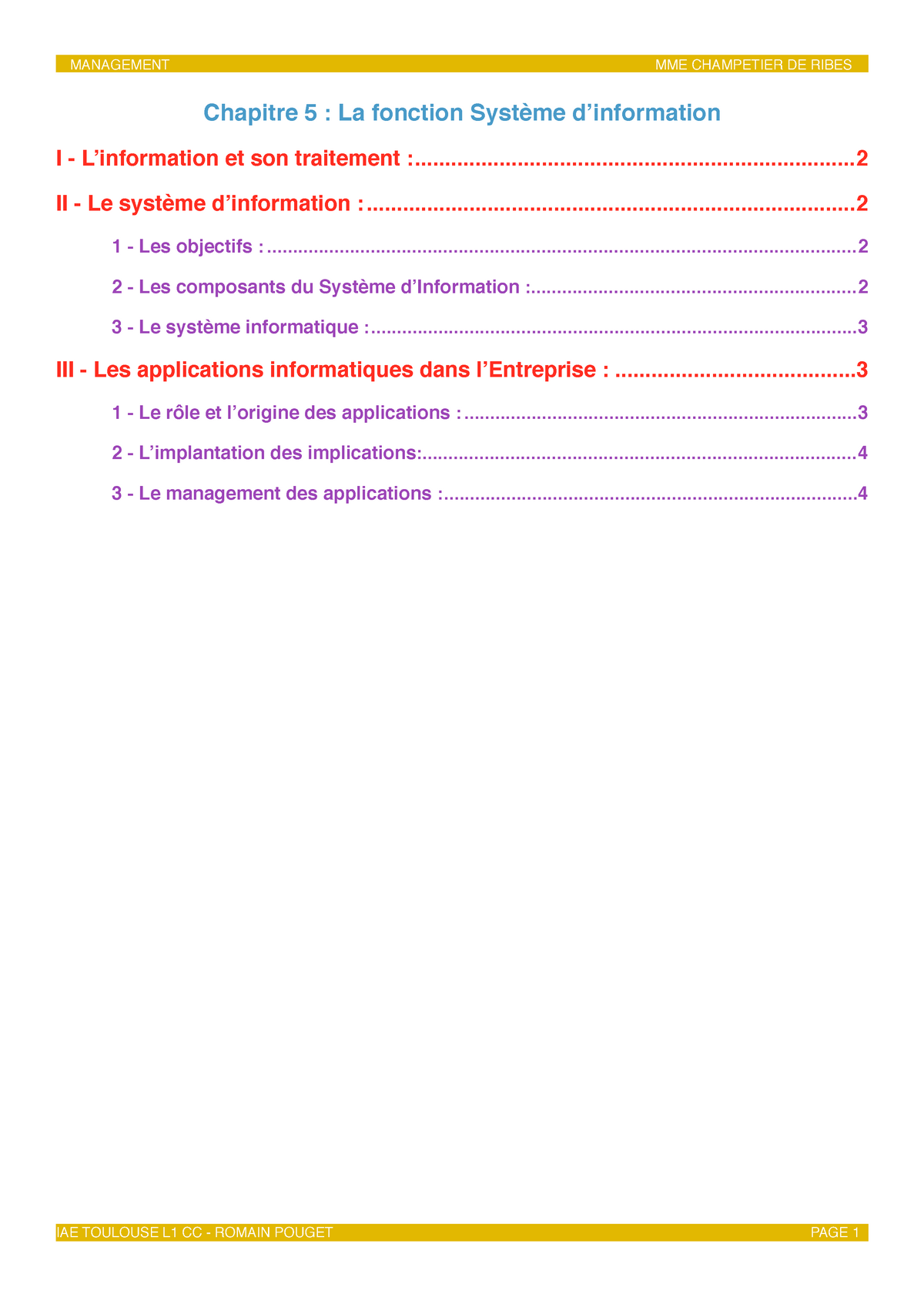 Chapitre V La Fonction Système Dinformation Chapitre 5 La Fonction