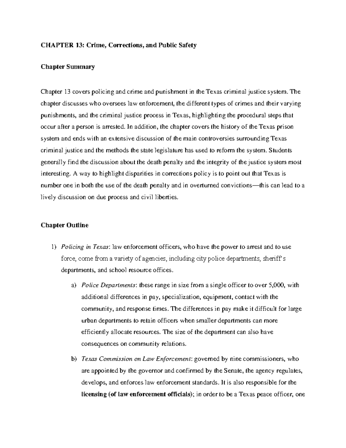 Govtex 5 Outline Summary CH13 - CHAPTER 13: Crime, Corrections, And ...