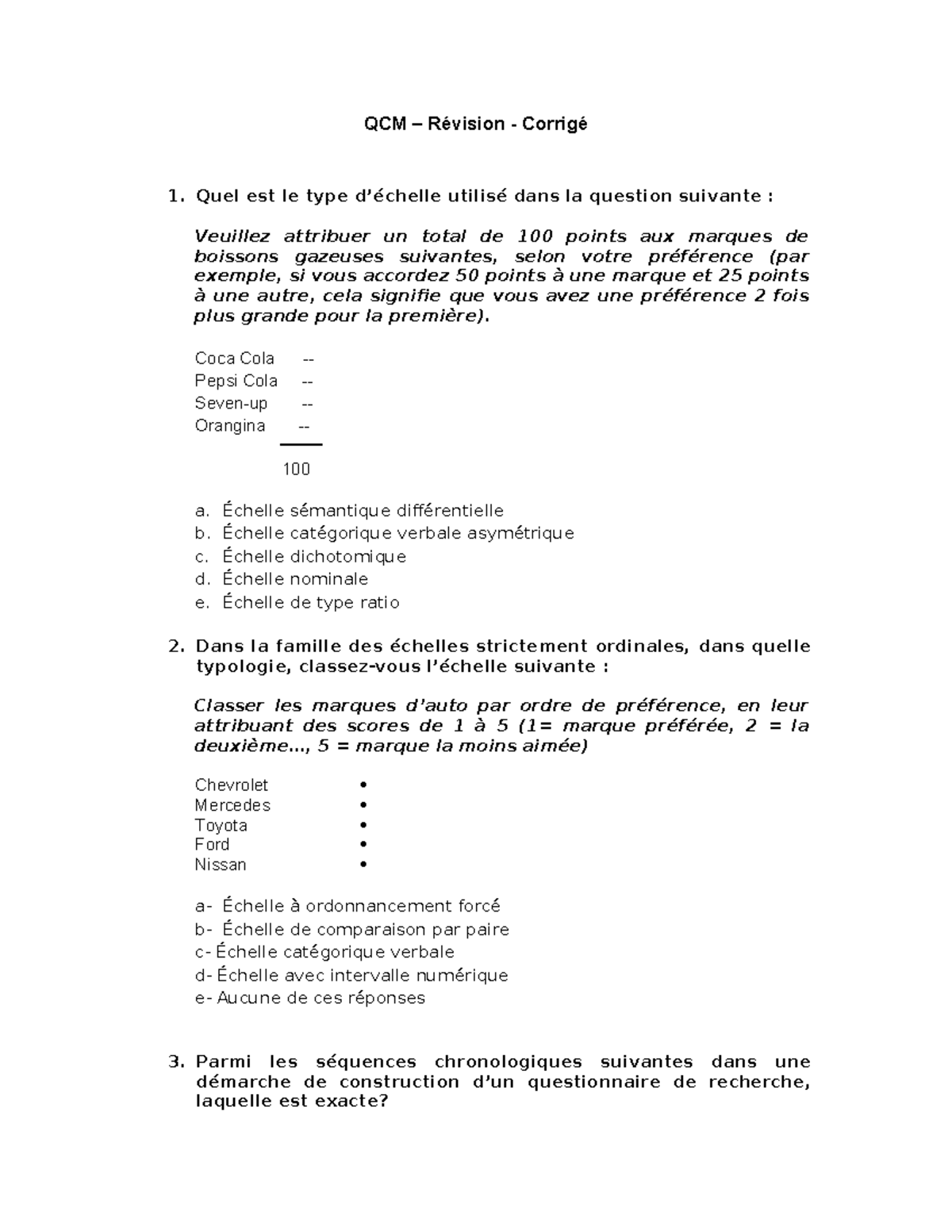 QCM Révision Énoncé - QCM - QCM – Révision - Corrigé Quel est le type d ...
