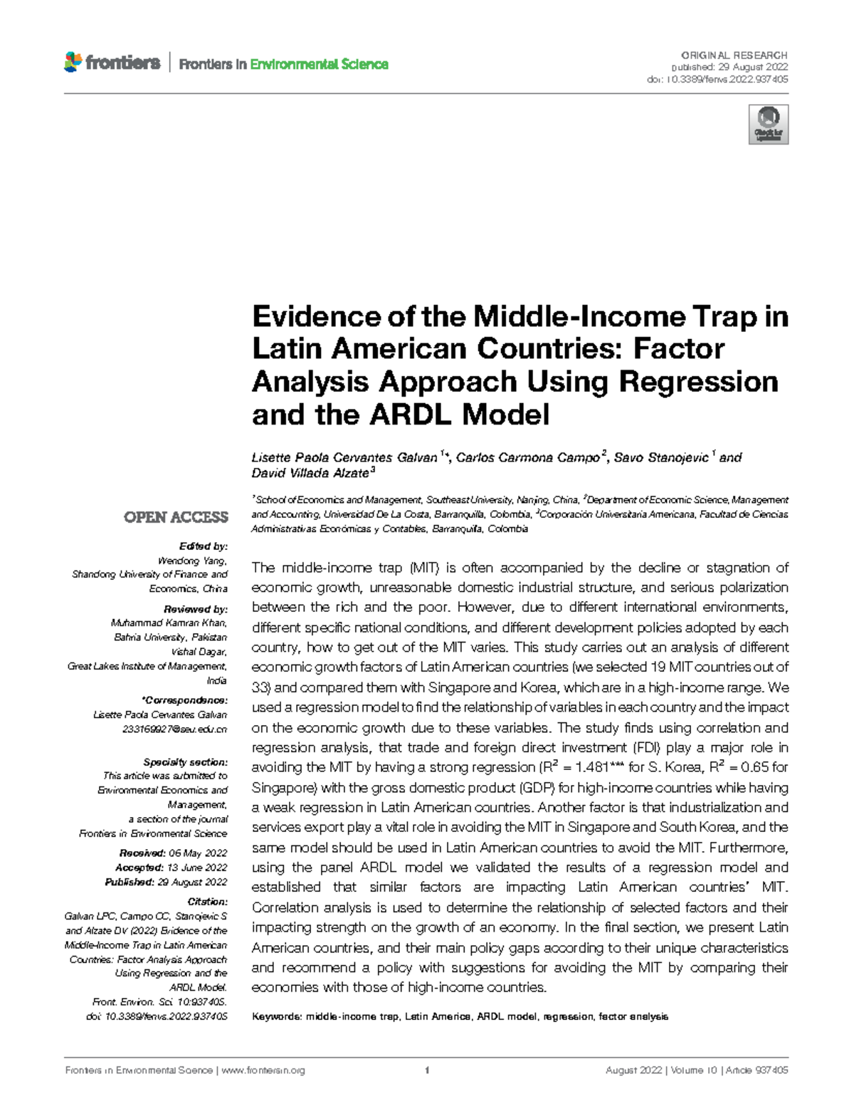 Evidence of the Middle Income Trap in La - Evidence of the Middle ...