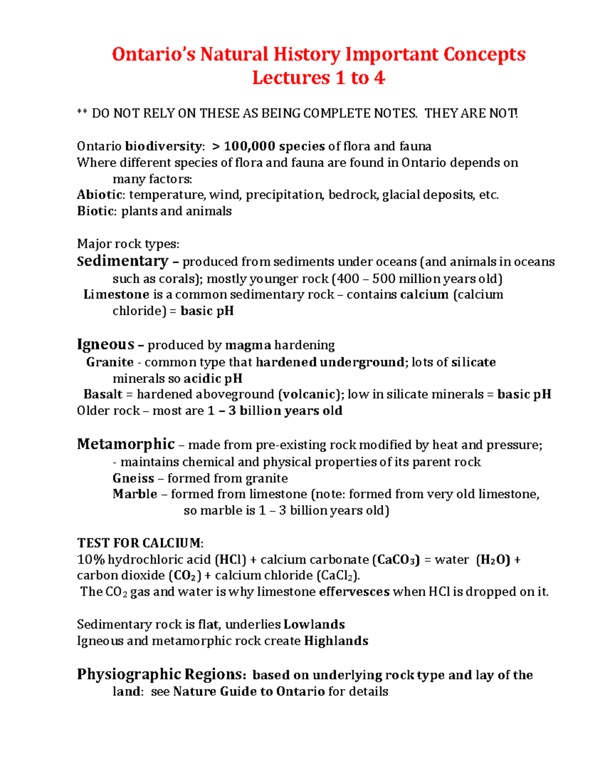 Important Concepts and Examples - Lectures 1 - 4 - Natural History ...