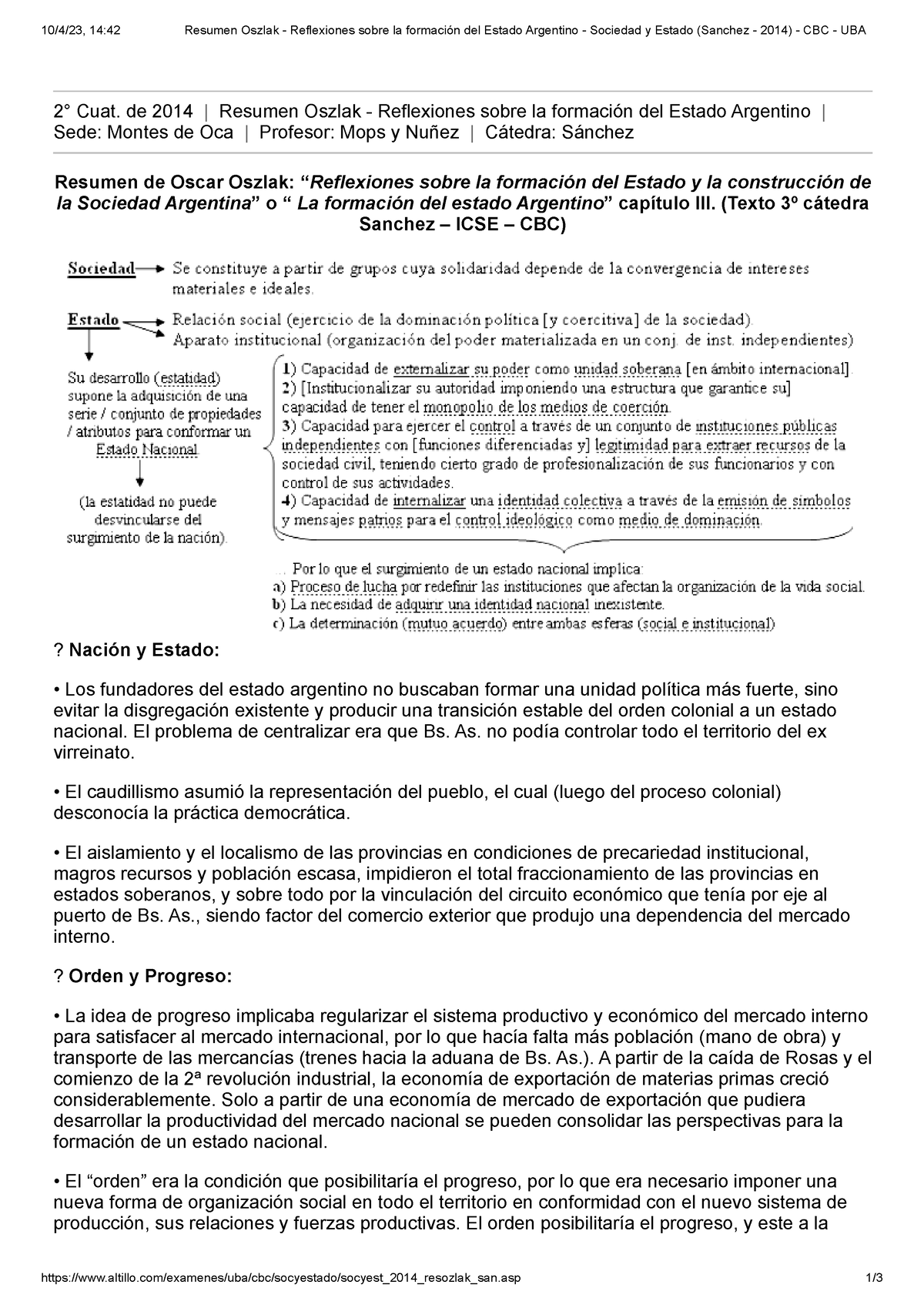 Resumen Oszlak - Reflexiones Sobre La Formación Del Estado Argentino ...