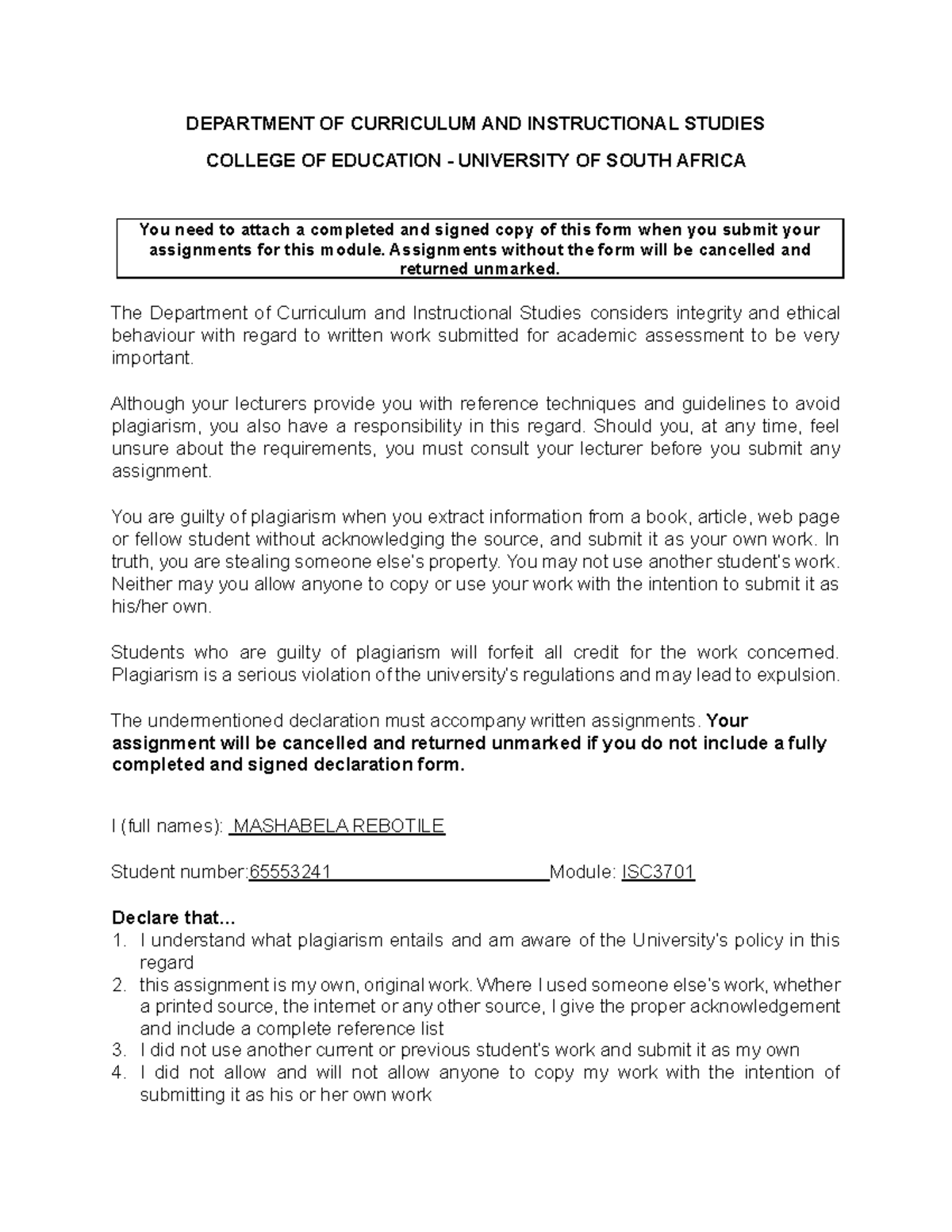 Isc3701 final portfolio - DEPARTMENT OF CURRICULUM AND INSTRUCTIONAL ...