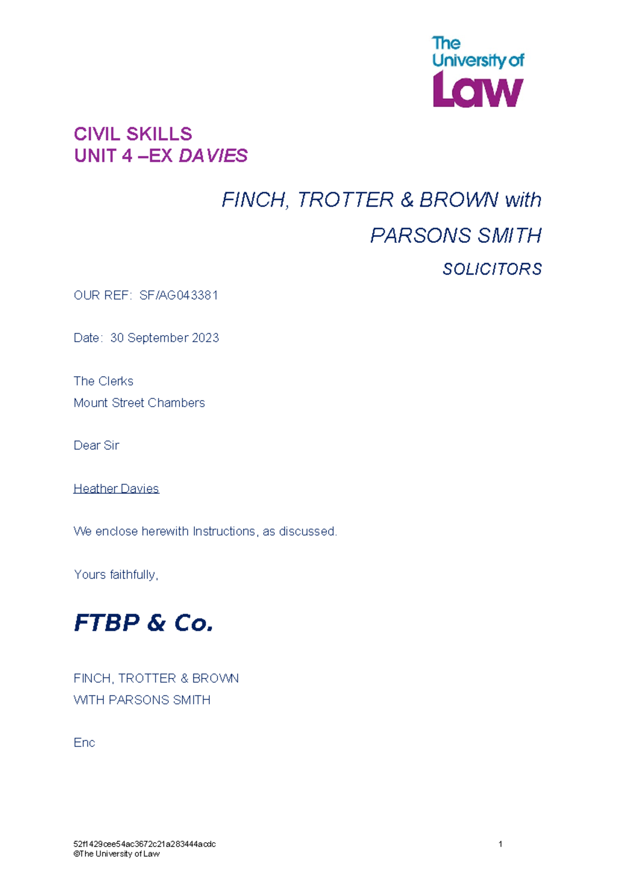 4C Davies Case Papers - CIVIL SKILLS UNIT 4 –EX DAVIES FINCH, TROTTER ...