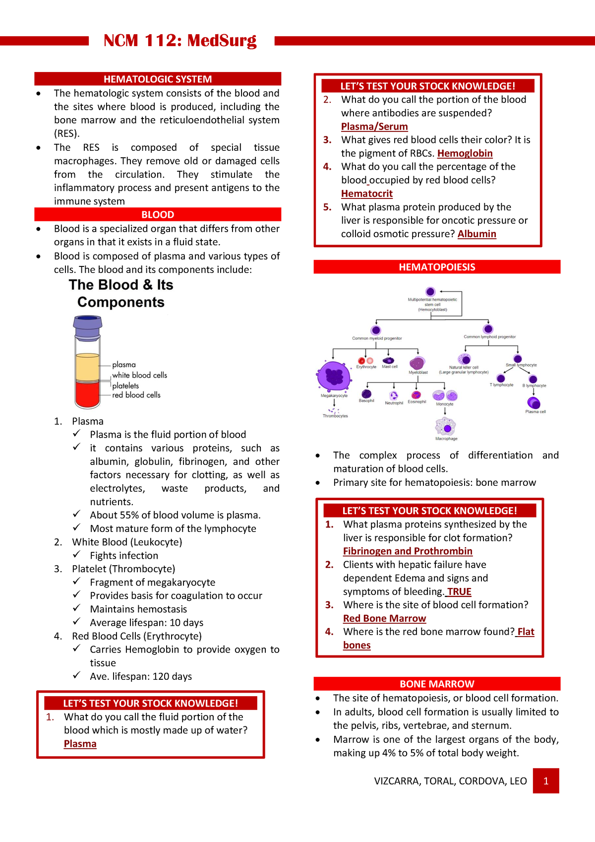 Hematologic-System - Medical Surgical Nursing - HEMATOLOGIC SYSTEM The ...