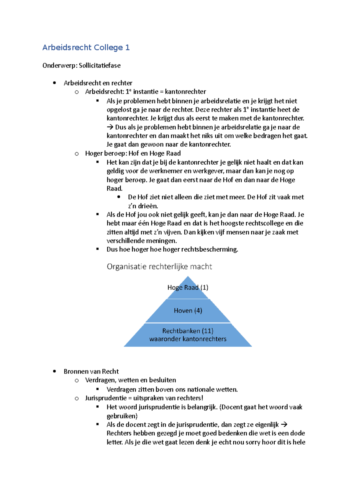 Hoorcollege 1 Samenvatting Arbeidsrecht - Arbeidsrecht College 1 ...