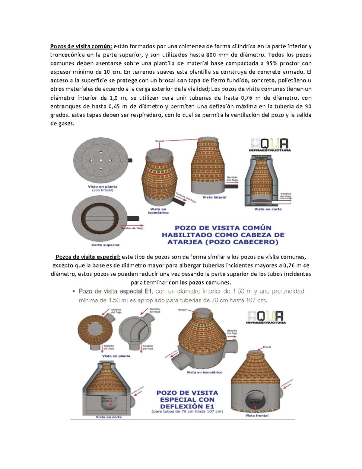 Pozos de visita - Todos los pozos comunes deben asentarse sobre una ...