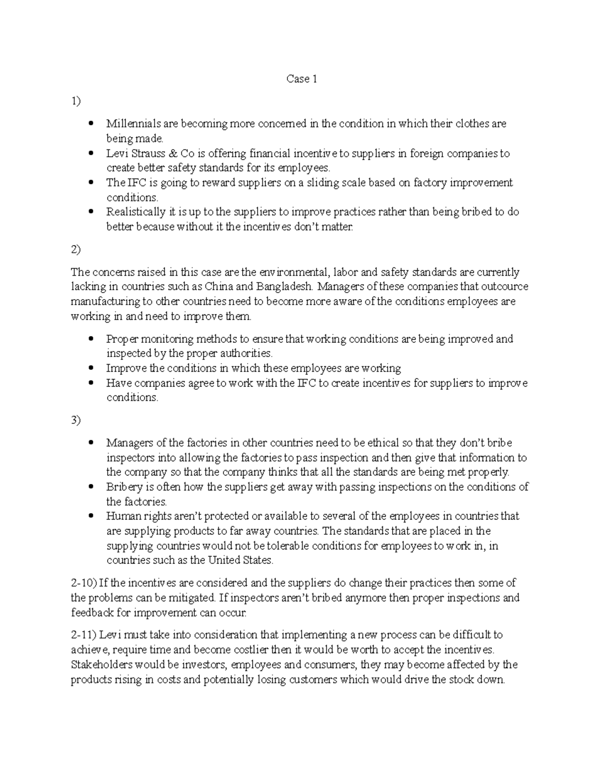 International case 1 - Case 1 on millennials, ethics, the environment ...