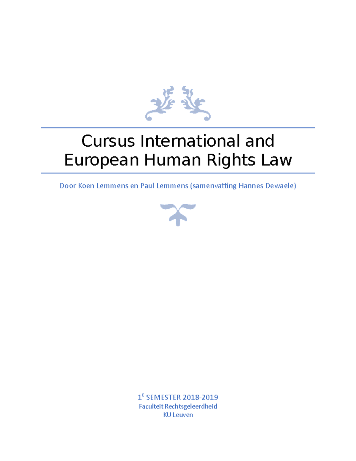 Cursus International and European Human Rights Law - Cursus ...