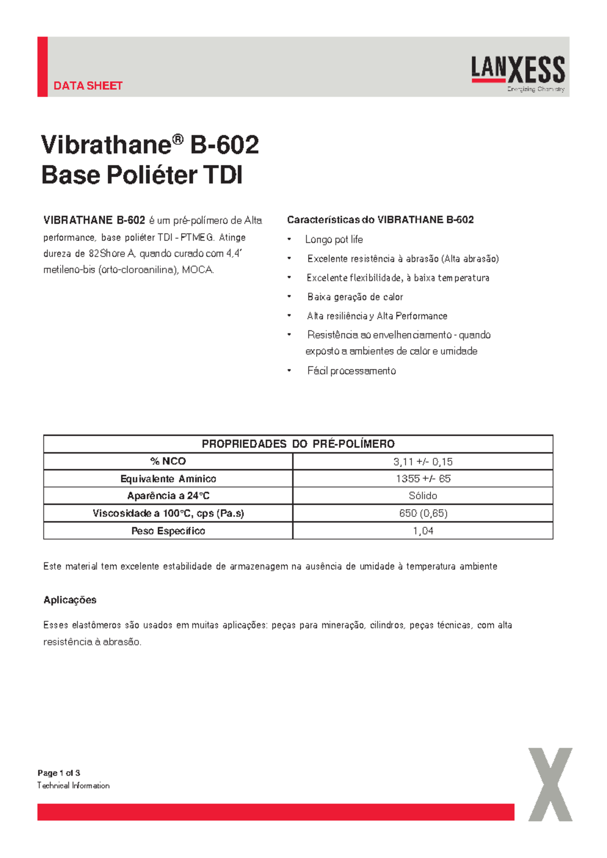 Vibrathane B602 Portuguese - Page 1 Of 3 Vibrathane ® B- 602 Base ...