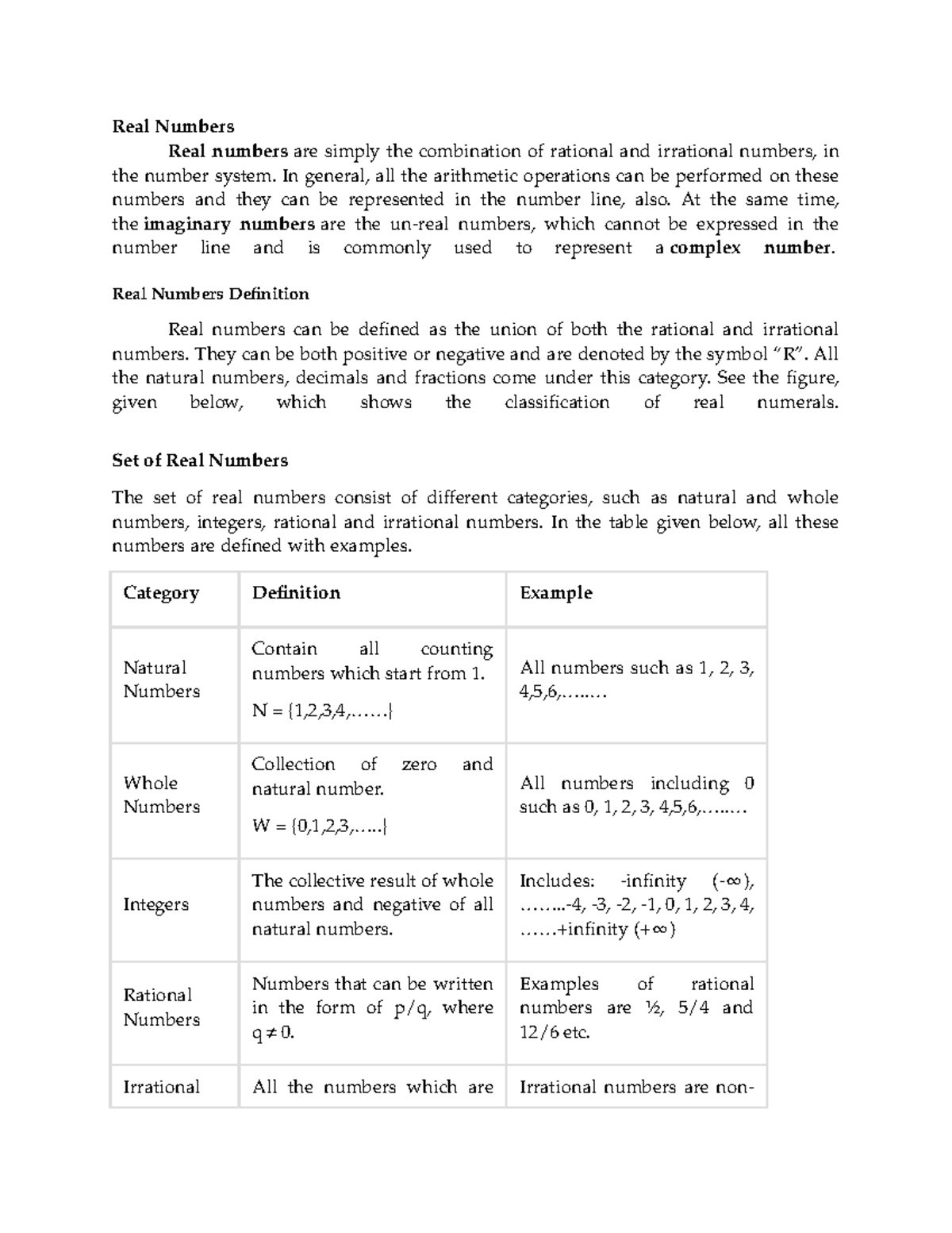 Real numbers real numbers real numbers are simply the combination of