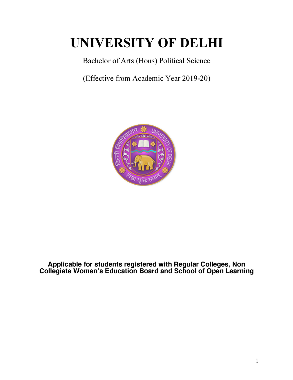 B.A. (Honours) Political Science: Syllabus 2020-21 - Delhi University ...