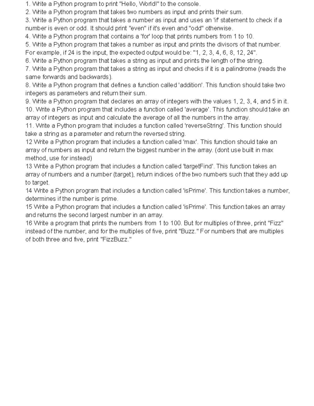 Python question set - practice for exam - Write a Python program to ...