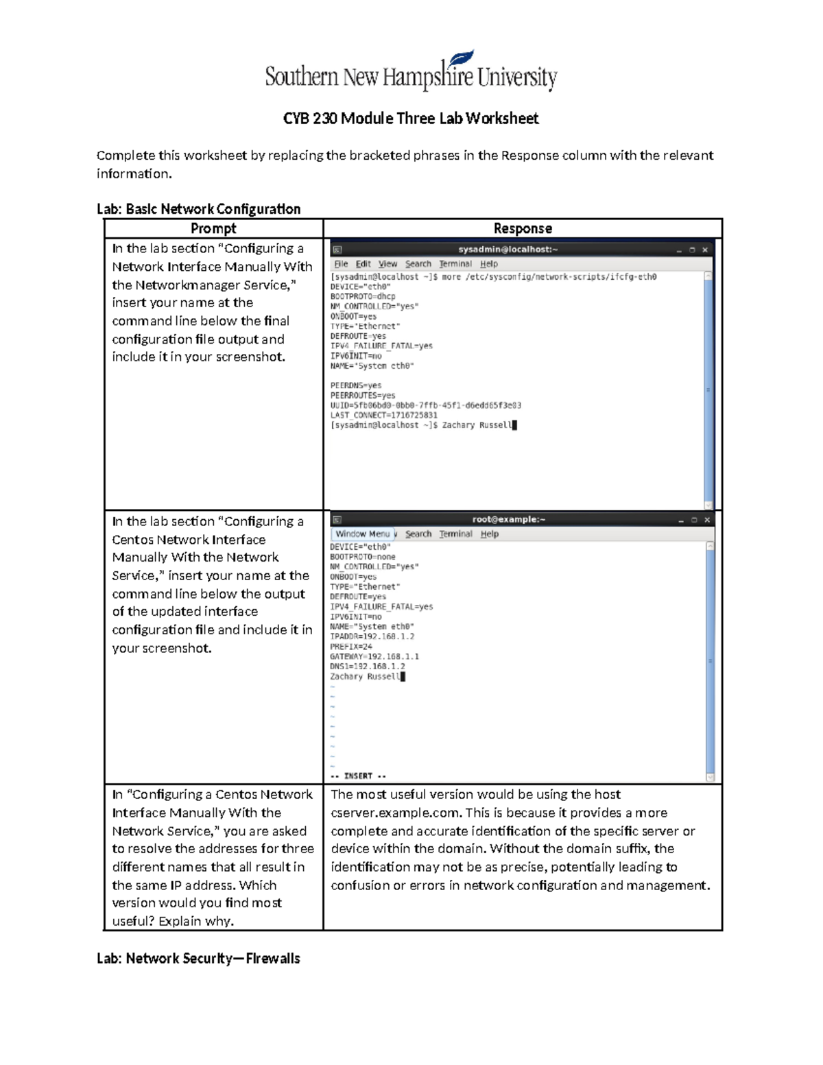 CYB 230 Module Three Lab Worksheet Zachary Russell - CYB 230 Module ...