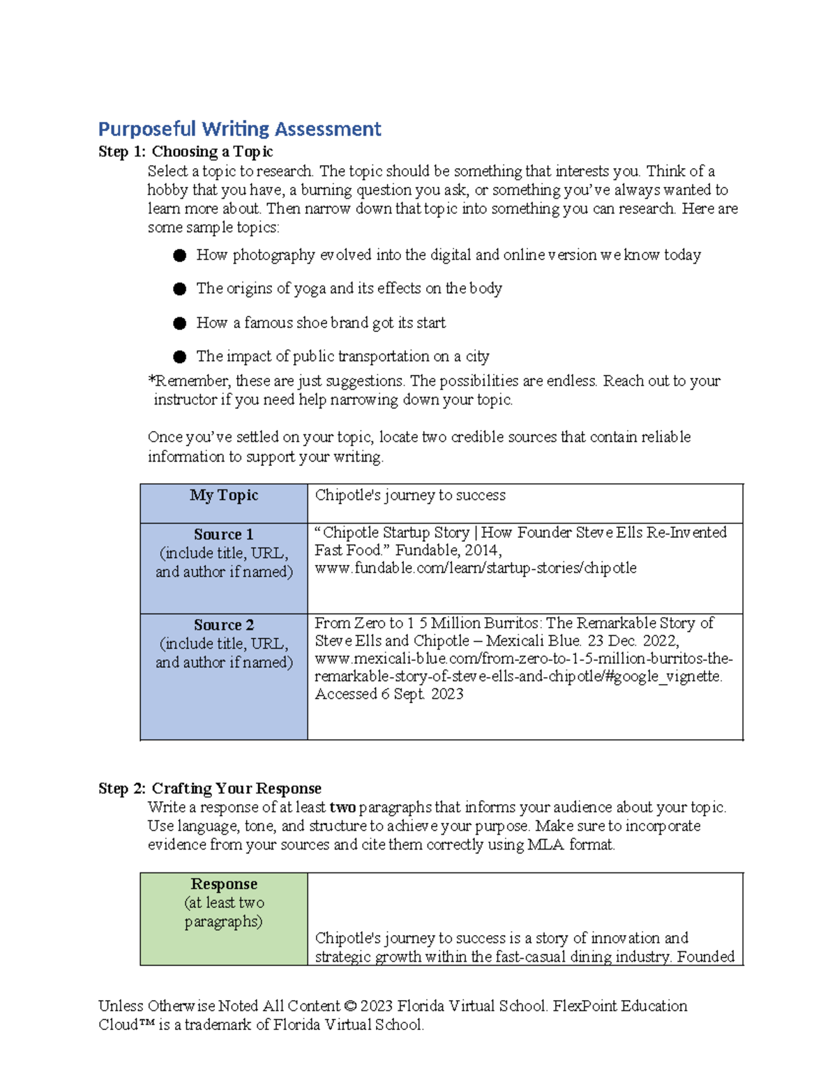 Copy of Purposeful Writing Assessment - Purposeful Writing Assessment ...