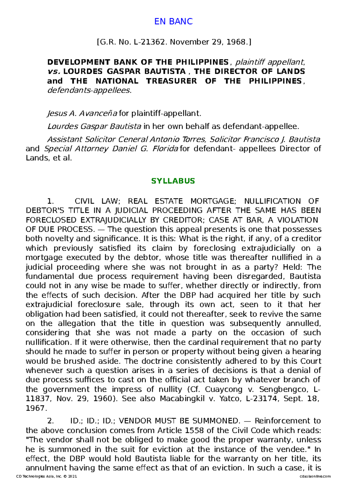 4pages-claims Against The Assurance Fund-1968-development Bank Of The 