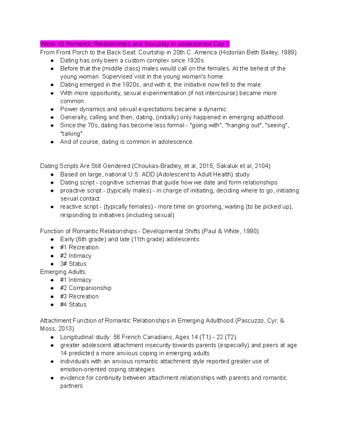 Week 10 part one - Week 10 Romantic Relationships and Sexuality in ...