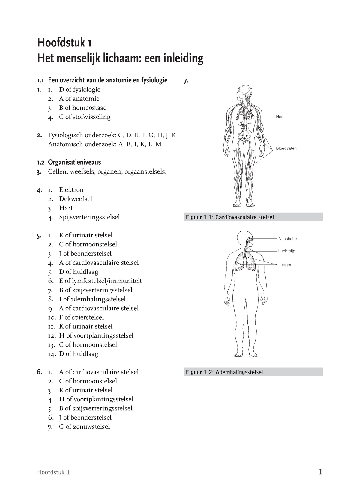 Practicum Vragen Anatomie Fysiologie Hoofdstuk 1 1 Hoofdstuk 1 Het