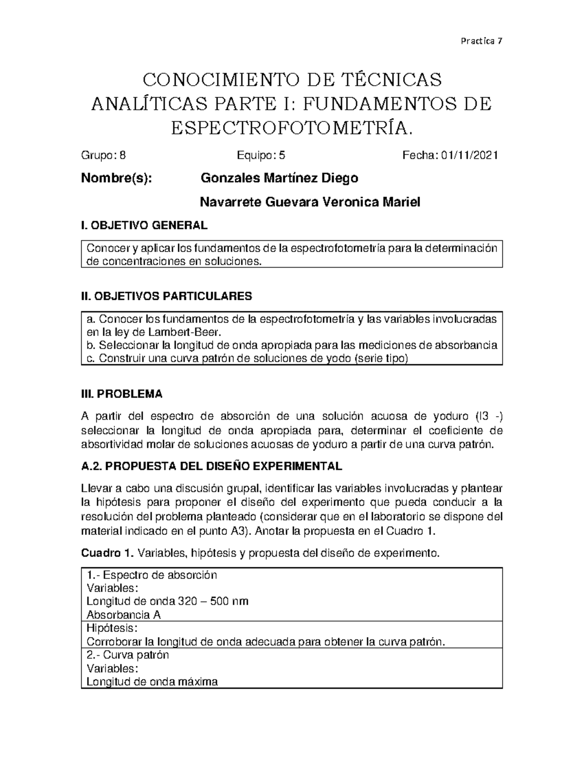 Practica 7 Conocimiento De Técnicas Analíticas Parte I Fundamentos De