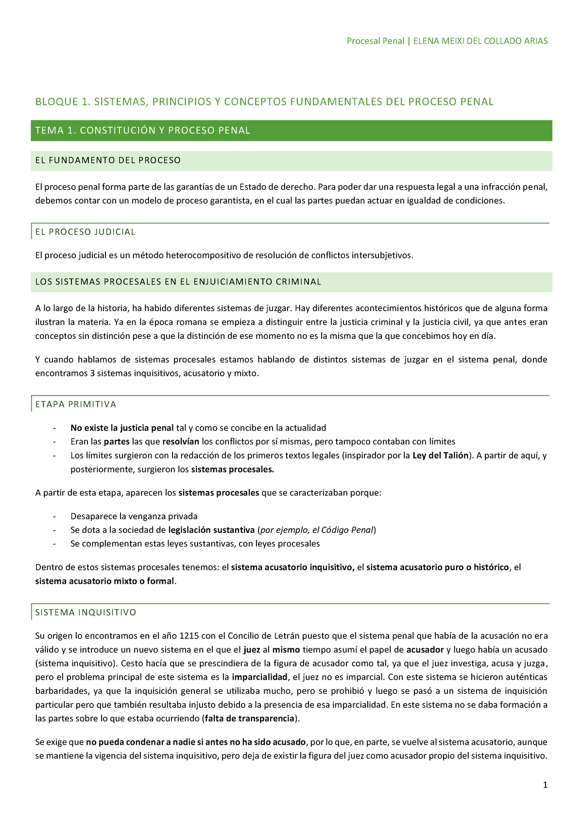 Derecho Procesal Penal - BLOQUE 1. SISTEMAS, PRINCIPIOS Y CONCEPTOS ...