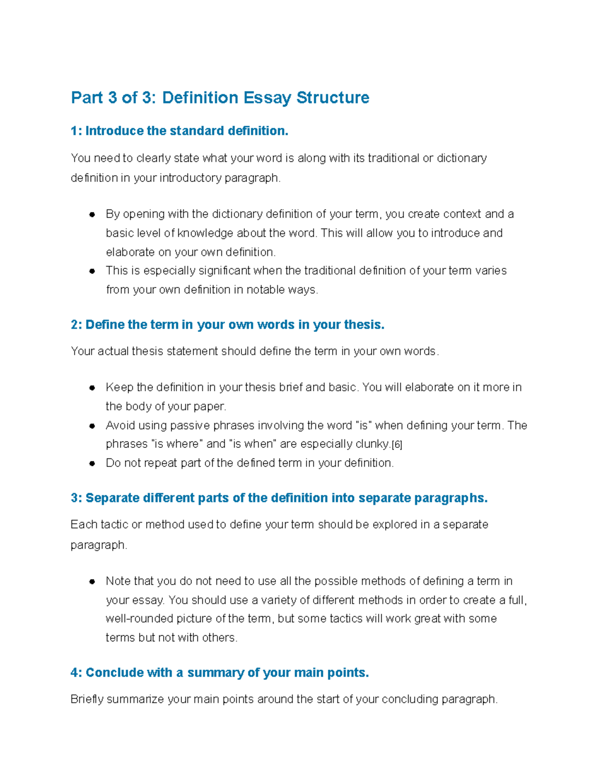 definition essay guidelines