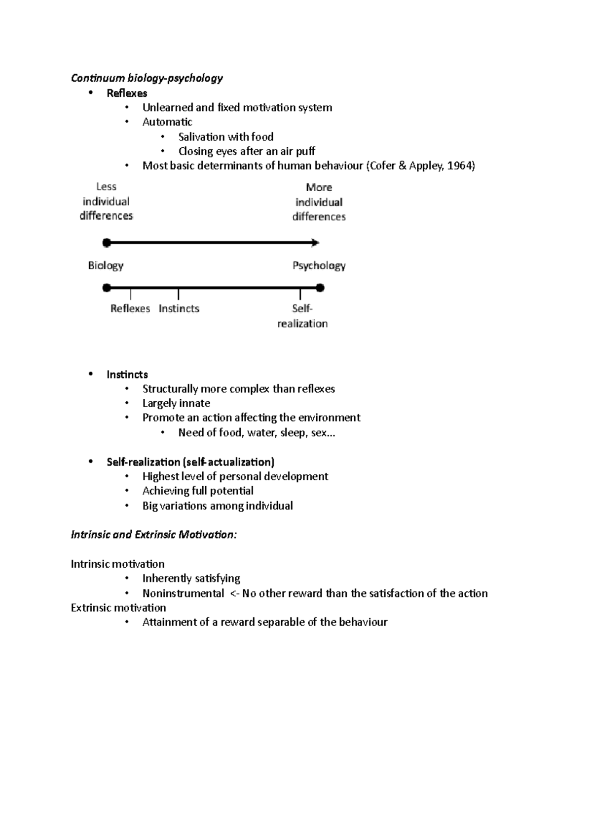 Continuum biology Continuum biologypsychology Reflexes Unlearned