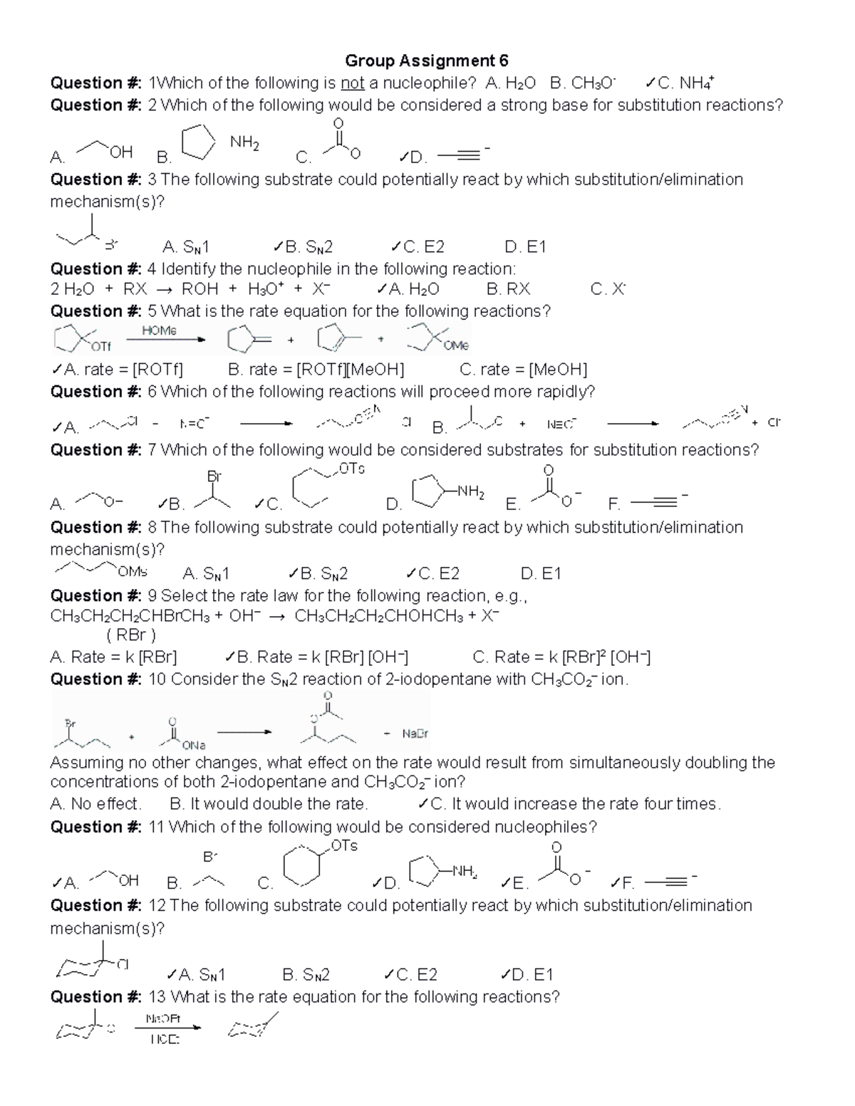 CHEM 2213: Group Assignment 6 Key - Group Assignment 6 Question ...