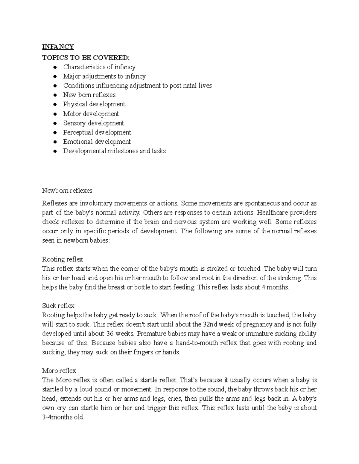 Infancy - Jshsbshhsbs - INFANCY TOPICS TO BE COVERED: Characteristics ...