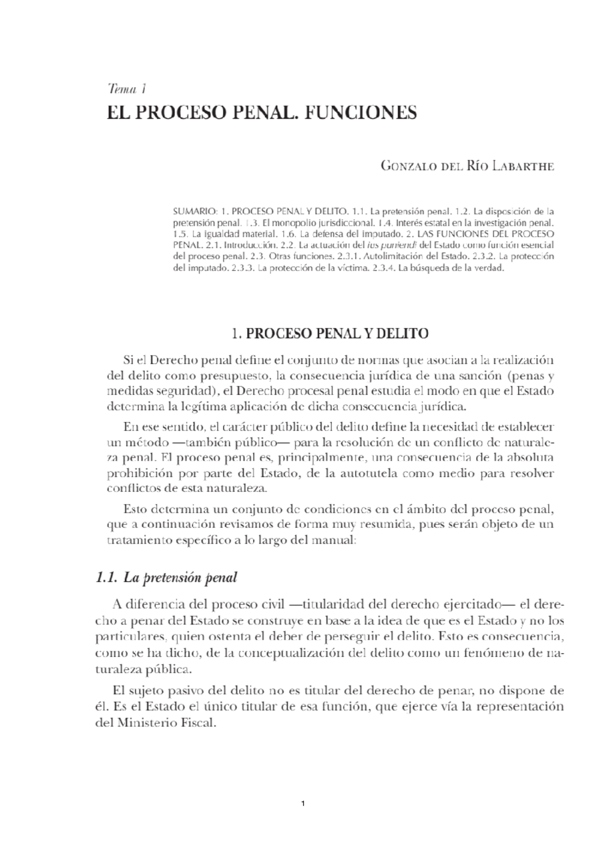 Tema 1. El proceso penal. Funciones - Tema 1 EL PROCESO PENAL ...