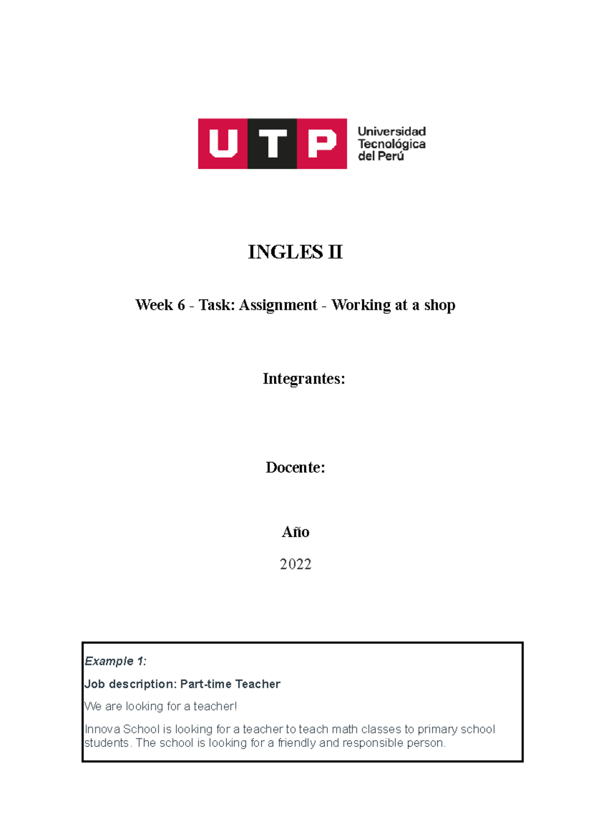 Sem 6 - tarea semana 6 - Week 6 - Task: Assignment - Working at a shop ...