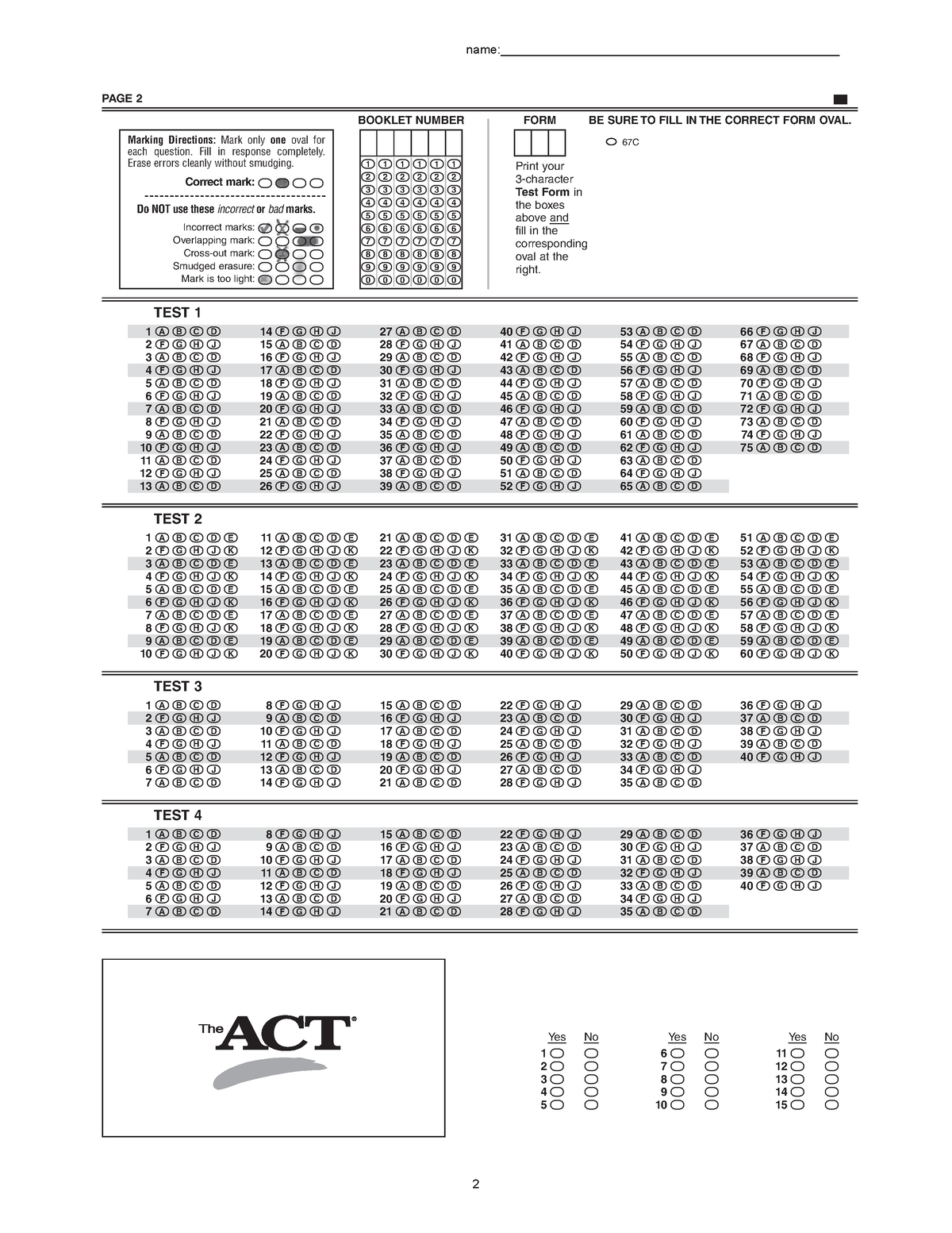 ACT Practice TEST 8 - ACT full test - | \ \ \ \ \ \ \ \ \ 1 2 3 4 5 6 7 ...