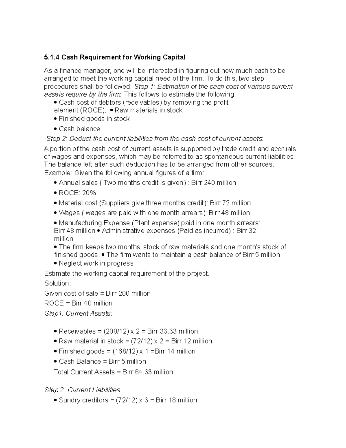 28-notes-5-1-cash-requirement-for-working-capital-as-a-finance