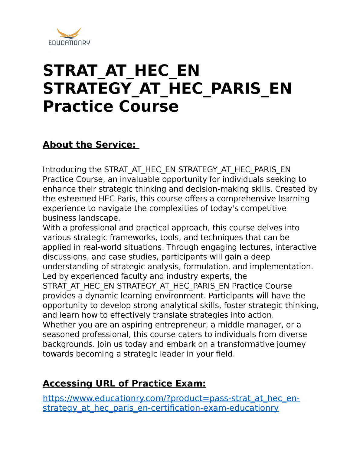 STRAT_AT_HEC_EN STRATEGY_AT_HEC_PARIS_EN Practice Course - STRAT_AT_HEC ...