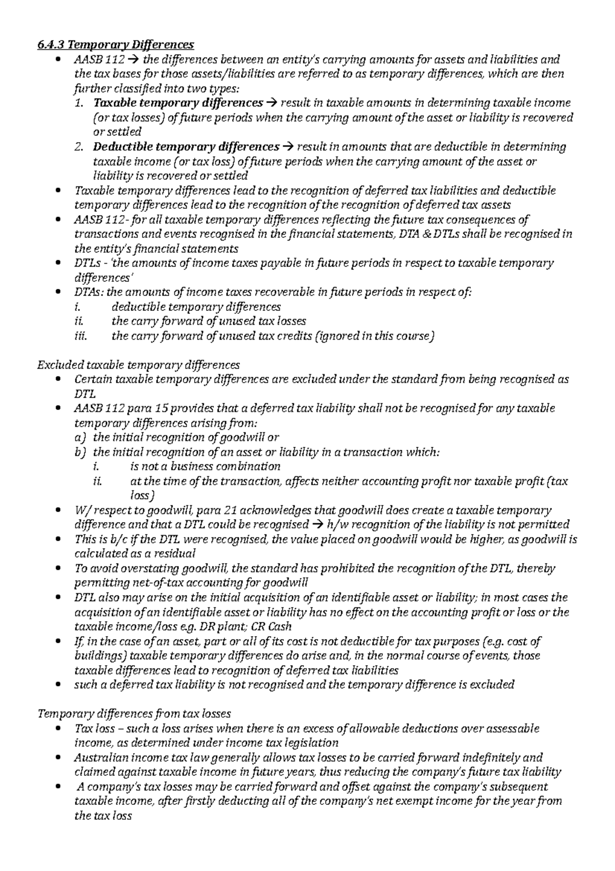 Chapter 6- edit - 2016/17 - 6 Temporary Differences AASB 112 the ...