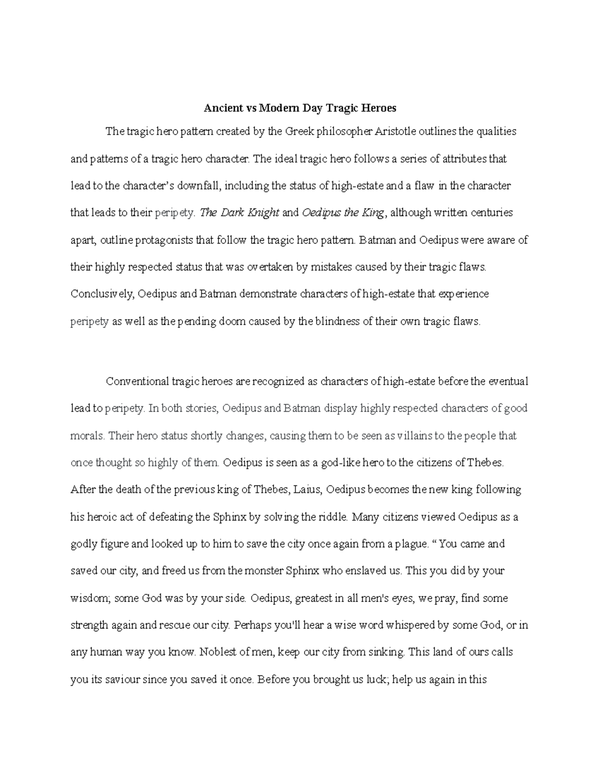 ancient heroes vs modern heroes essay