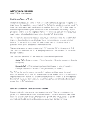 International Economics, Chapter 13 Notes:Summary - INTERNATIONAL ...