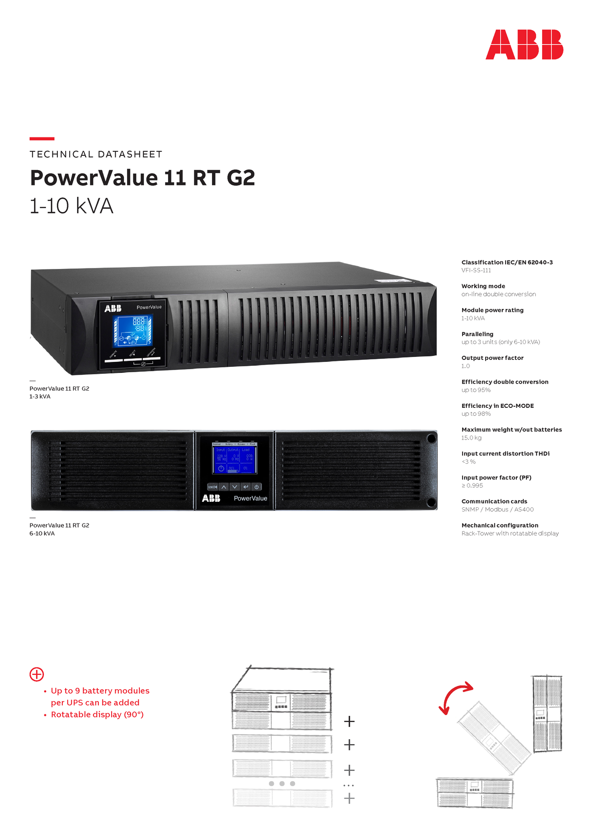 Ficha Tecnica Powervalue RT T EC H N I C A L DATA S H E E T PowerValue 11 RT G 1 10