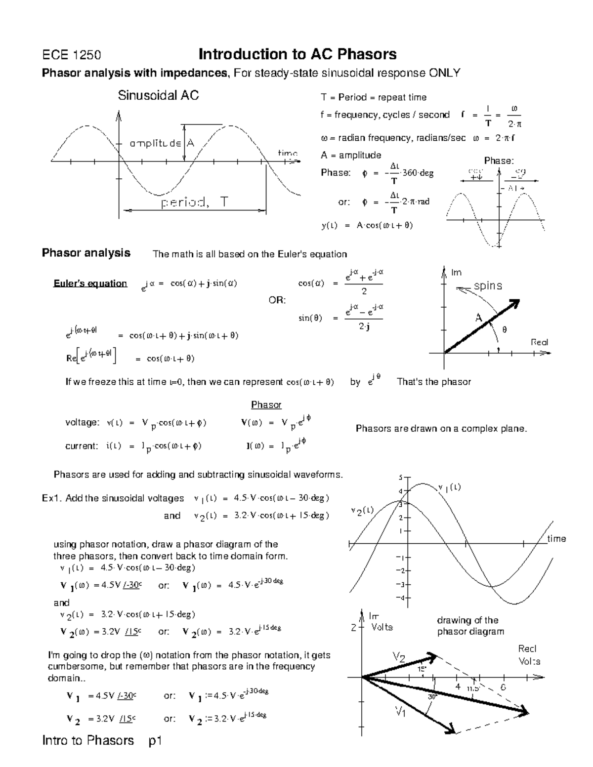 Notes Phasors Intro - lecture note - ECE 1250 Introduction to AC ...