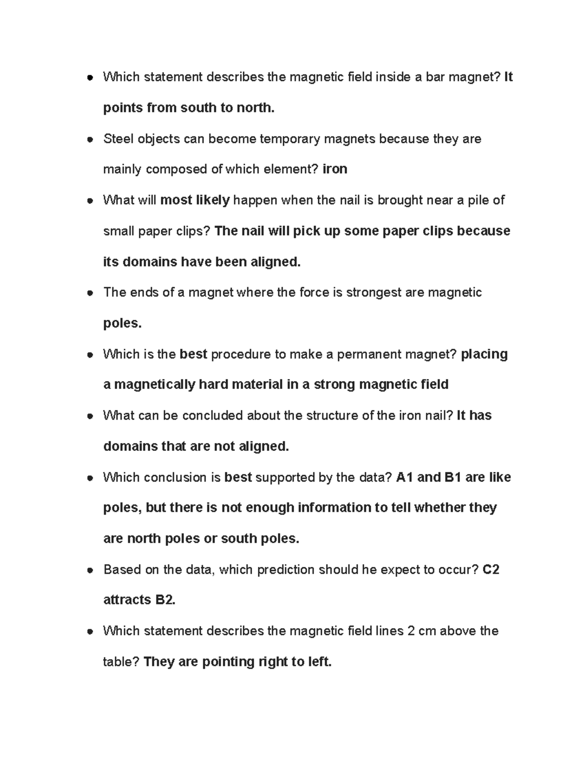 and Quiz Which statement describes the